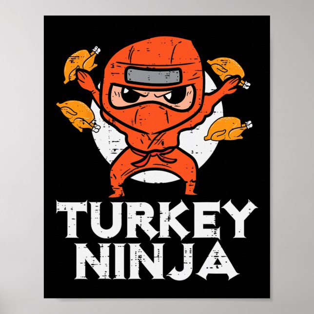 Thanksgiving Ninja Turkey Funny Fall Boys Kids Tod Poster (Framsidan)