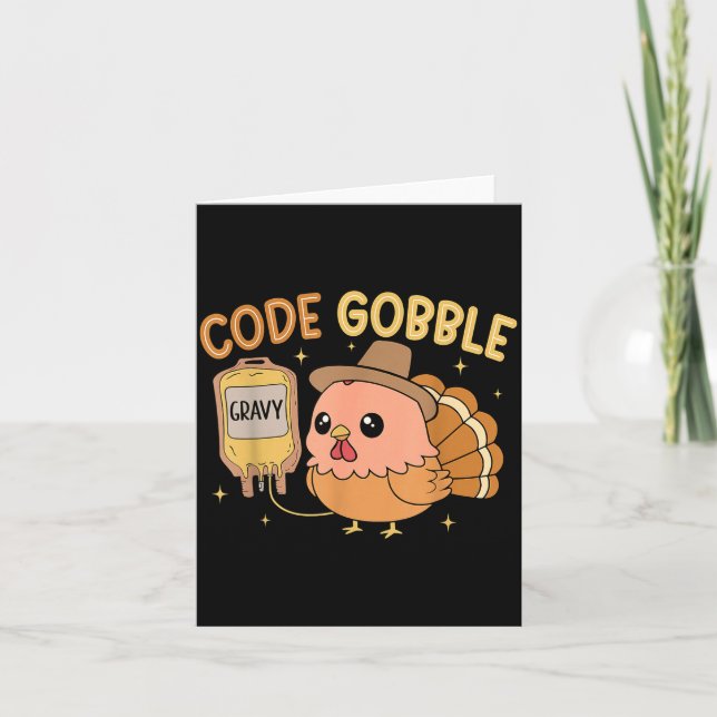 Thanksgiving Nurse Code Gobble Funny Rn Cna Medica Kort (Framsida)