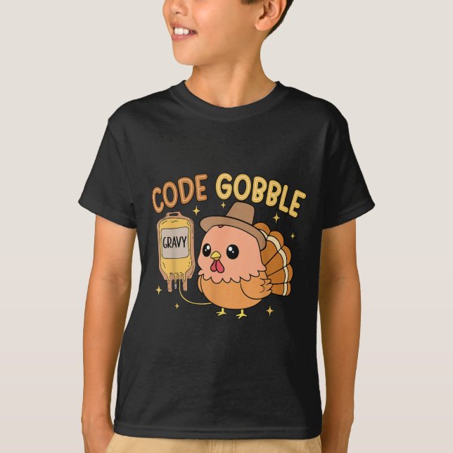 Thanksgiving Nurse Code Gobble Funny Turkey Rn Cna T Shirt (Framsida)