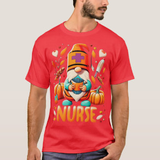 Thanksgiving Nurse Gnomes Fall SCrub Top Autumn RN T Shirt