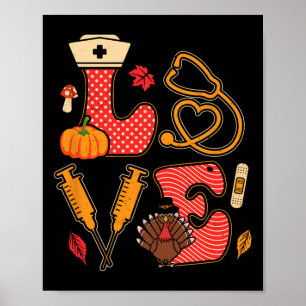 Thanksgiving Nurse Kärlek hösten höstsäsong Poster