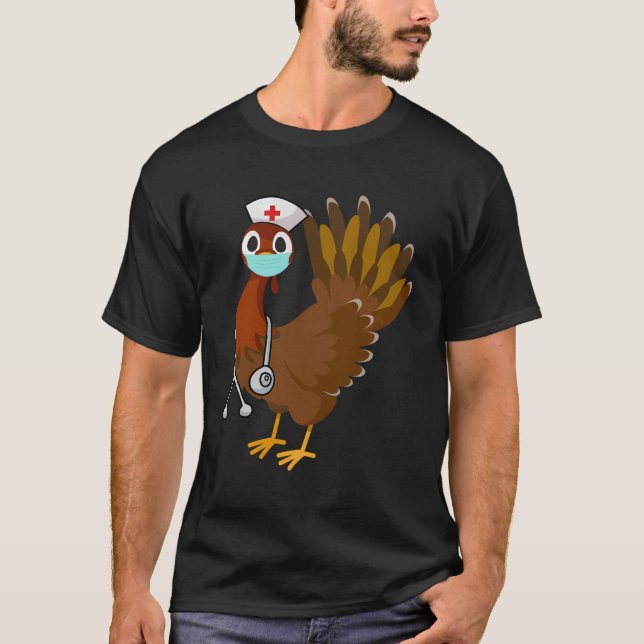 Thanksgiving Nurse Shirt Funny Turkey SCrub Gifts T Shirt (Framsida)
