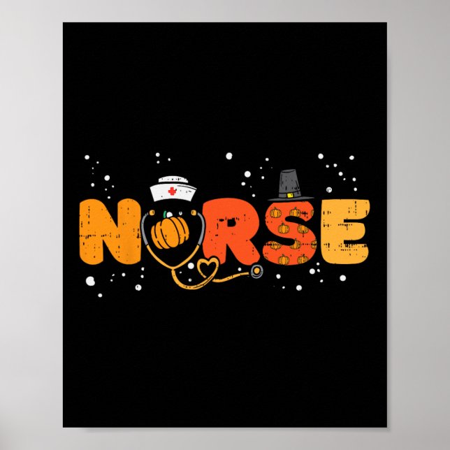 Thanksgiving Nurse Stethoscope Höstallfall T Poster (Framsidan)