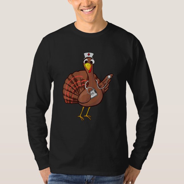 Thanksgiving Nurse Turkey  Cool  Feast Day T Shirt (Framsida)