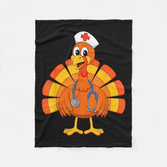 Thanksgiving Nurse Turkey Nurses Scrub Top Nursing Fleecefilt (Framsidan)