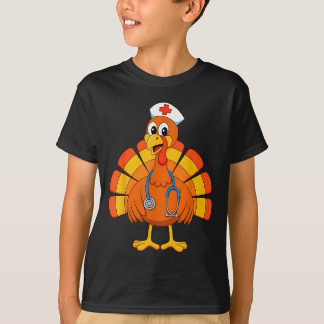 Thanksgiving Nurse Turkey Nurses Scrub Top Nursing T Shirt (Framsida)