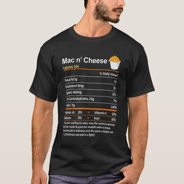 Thanksgiving Nutrition Facts  Mac and Cheese Nutri T Shirt (Framsida)
