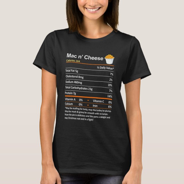 Thanksgiving Nutrition Facts  Mac and Cheese Nutri T Shirt (Framsida)