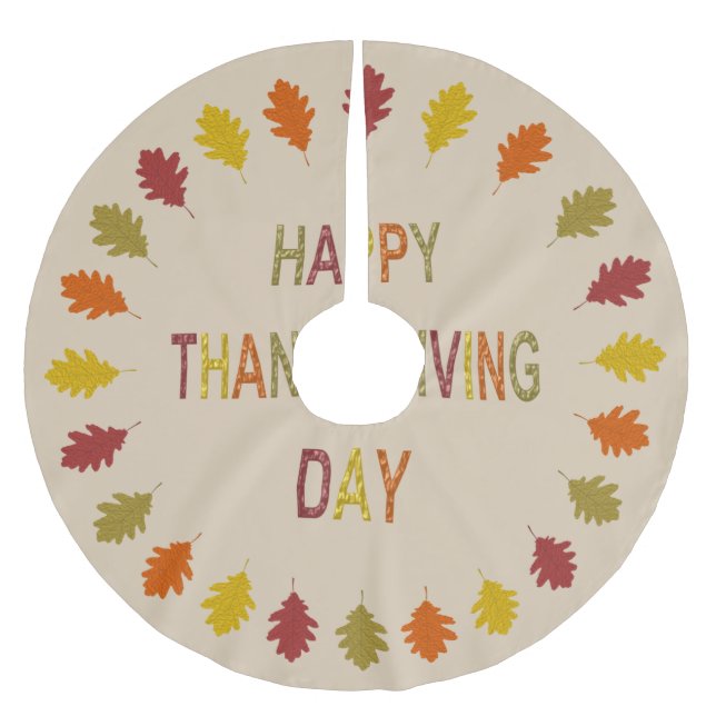 Thanksgiving Oak Löv Julgransmatta Borstad Polyester (Framsidan)