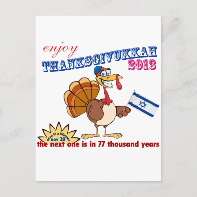 Thanksgiving och Hanukkah.  Thanksgivukkah Helg Vykort (Framsida)