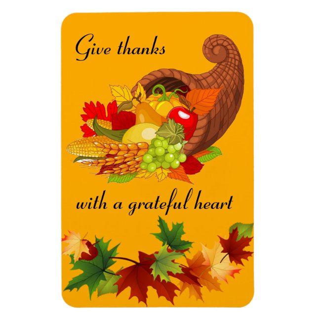 Thanksgiving och Höst färger Söt Cornucopia Magnet (Vertikal)