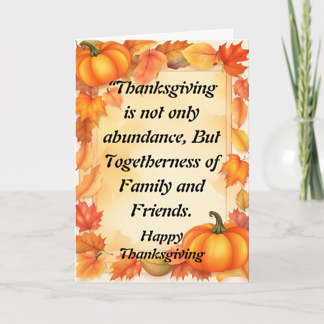 Thanksgiving och överflöd av familj och vänner kort (Framsida)