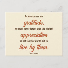 Thanksgiving Offert från John F. Kennedy 2-sidig Vykort