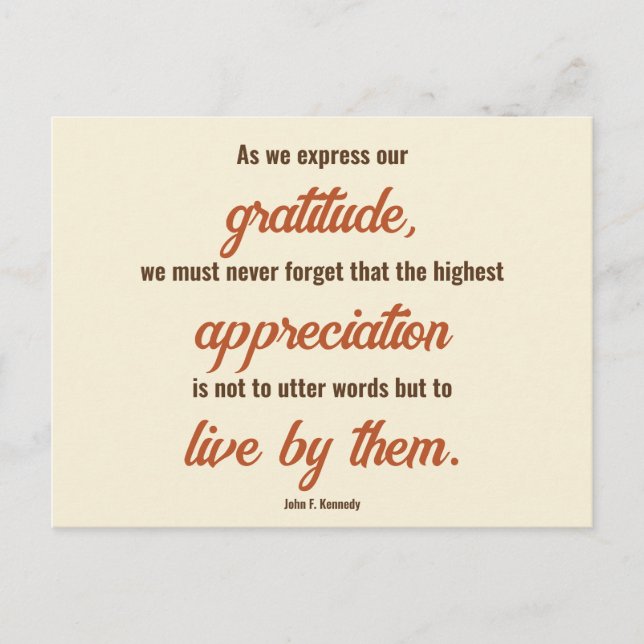Thanksgiving Offert från John F. Kennedy 2-sidig Vykort (Framsida)