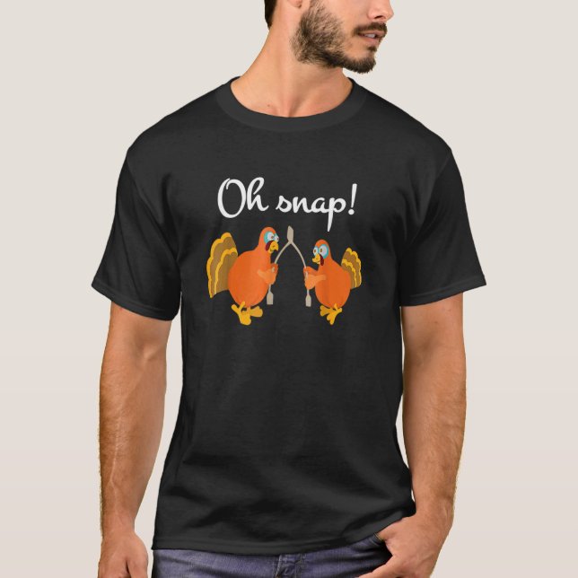 Thanksgiving Oh Snap Turkey Wishbone T Shirt (Framsida)