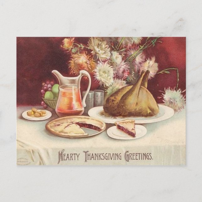 Thanksgiving om Turkiets senaste Vintage 1907 Vykort (Framsida)