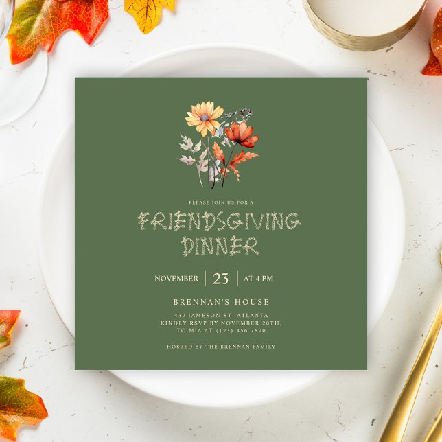 Thanksgiving om vänner för Rustic Fall Inbjudningar (Rustic Fall Thanksgiving Friendsgiving Dinner Invitation)