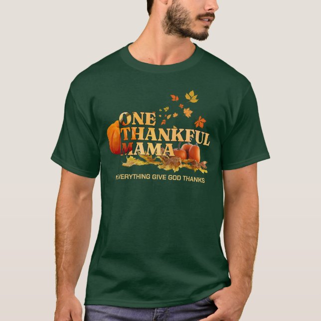 Thanksgiving ONE THANKFUL MAMMA MAMMA Snyggt T Shirt (Framsida)