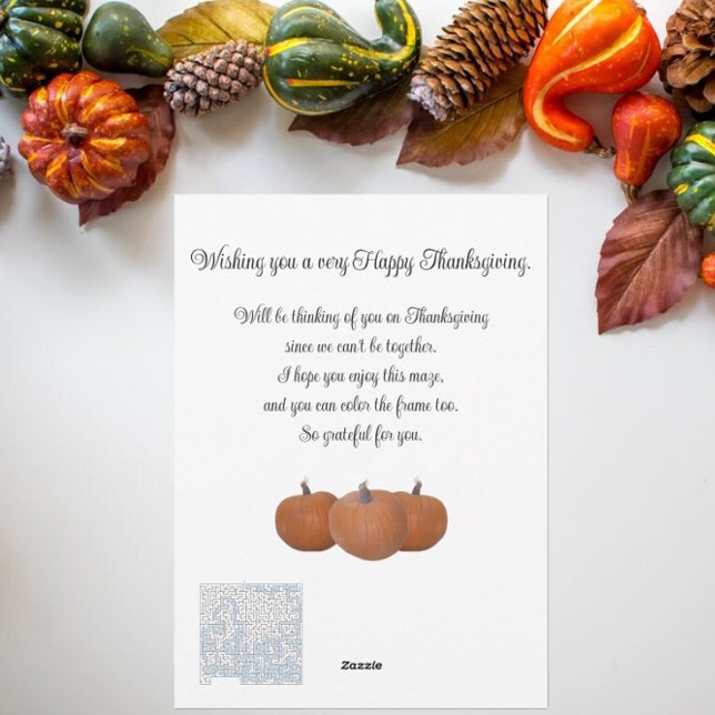 Thanksgiving Önskemål Ram Maze | Pumpkins White Julkort (Skapare uppladdad)