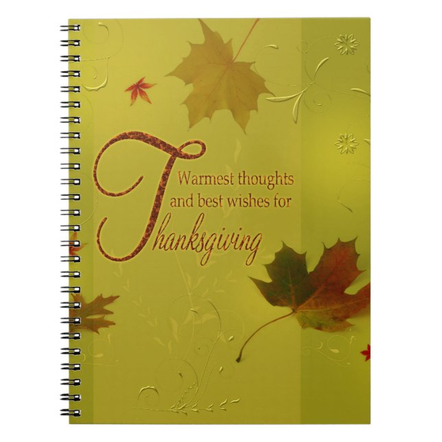 Thanksgiving Önskemål Typografi Löv Anteckningsbok (Framsidan)