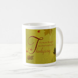 Thanksgiving Önskemål Typografi Löv Kaffemugg