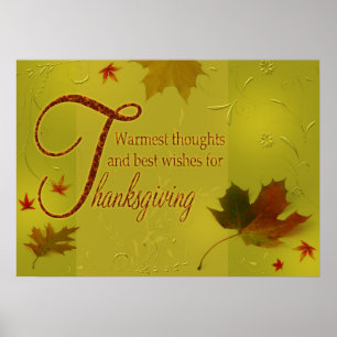 Thanksgiving Önskemål Typografi Löv Poster