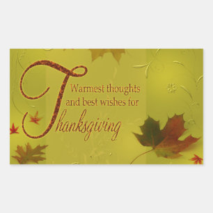 Thanksgiving Önskemål Typografi Löv Rektangulärt Klistermärke