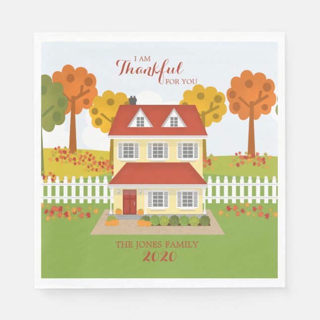 Thanksgiving - öppet hus på middagen pappersservett (Framsidan)