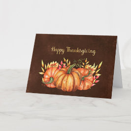 Thanksgiving Orange Pumpkins-Blommigt Helgkort