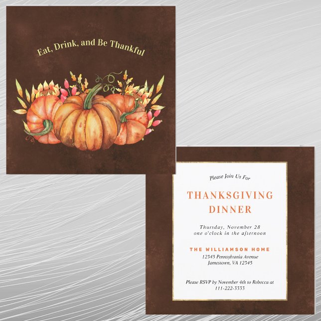 Thanksgiving Orange Pumpkins-Blommigt Inbjudningar (Skapare uppladdad)