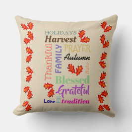 Thanksgiving Ord List 20"x20" Dekorativ kudde