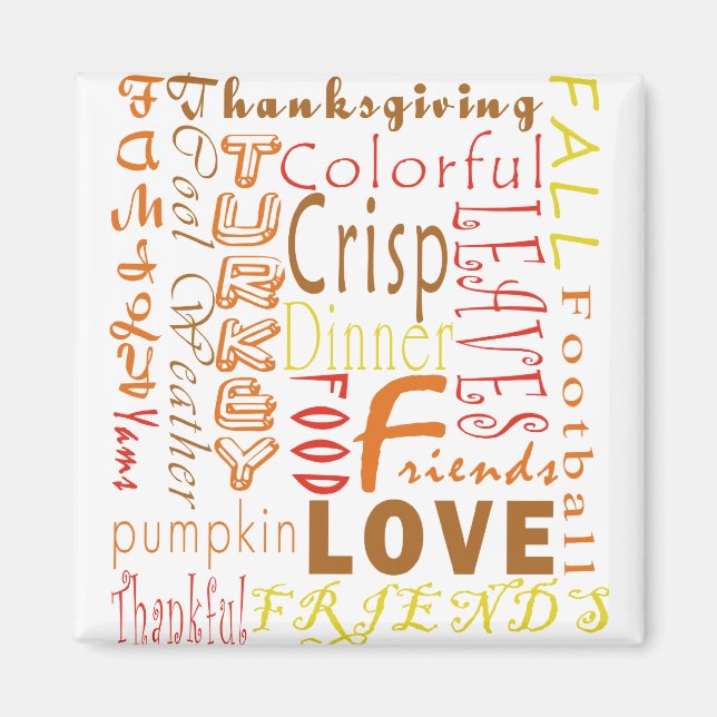 Thanksgiving Ord Magnet (Framsidan)
