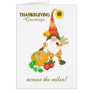 Thanksgiving över Miles Cute Gnome Pumpkin Hälsningskort