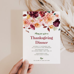 thanksgiving på blommigt  på rustiska fall inbjudningar