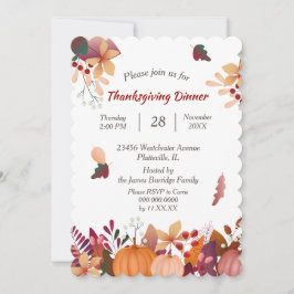 Thanksgiving på hösten Pumpkin Bouquet-middagen Inbjudningar