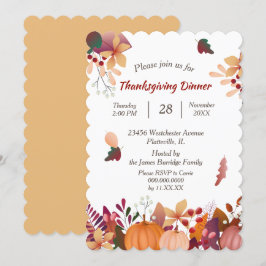 Thanksgiving på hösten Pumpkin Bouquet-middagen Inbjudningar