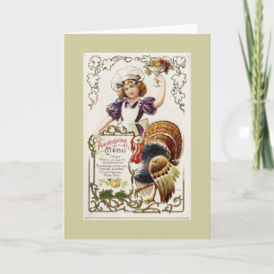 Thanksgiving på vintage-menyn Tomt gratulationskor Helgkort