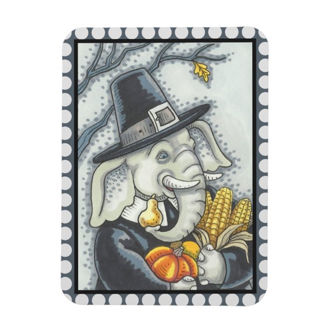 THANKSGIVING PACHYDERM, PILGRIM ELEPHANT MAGNET (Vertikal)
