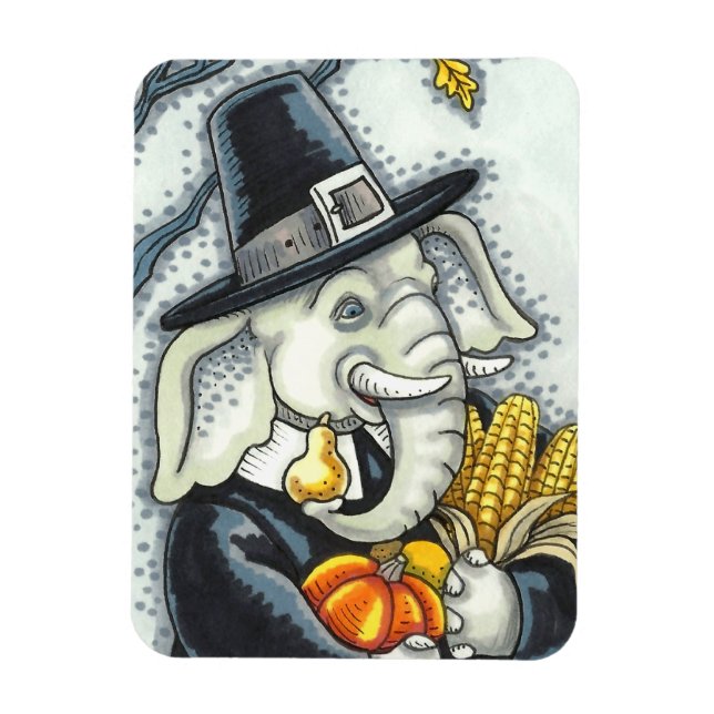 THANKSGIVING PACHYDERM, PILGRIM ELEPHANT MAGNET (Vertikal)