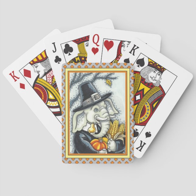 THANKSGIVING PACHYDERM, THANKFUL PILGRIM ELEPHANT CASINOKORT (Baksidan)