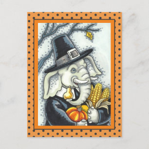 THANKSGIVING PACHYDERM, THANKFUL PILGRIM ELEPHANT HELG VYKORT