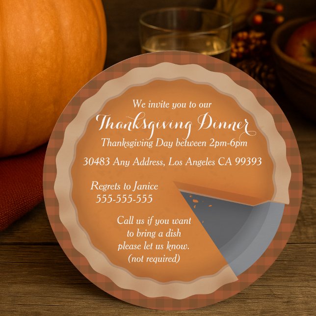 Thanksgiving Paj Middag Party Inbjudningar (Thanksgiving Pie Dinner Party Invitation
)
