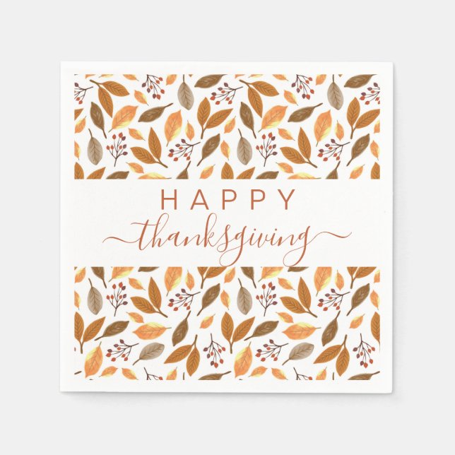 Thanksgiving Paper Napkins – Fall Leaves Design Pappersservett (Framsidan)