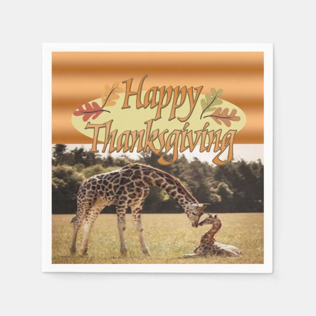 Thanksgiving Papper Napkins Giraffe Pappersservett (Framsidan)