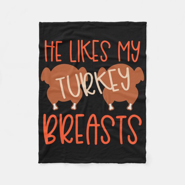 Thanksgiving Par Turkiet Breast hon gillar min dok Fleecefilt (Framsidan)
