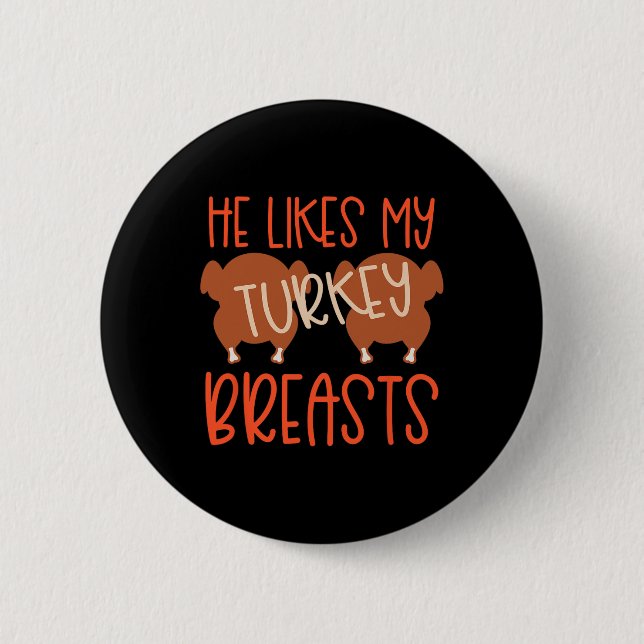Thanksgiving Par Turkiet Breast hon gillar min dok Knapp (Framsida)