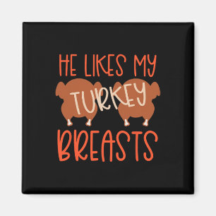 Thanksgiving Par Turkiet Breast hon gillar min dok Magnet