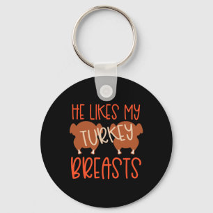 Thanksgiving Par Turkiet Breast hon gillar min dok Nyckelring