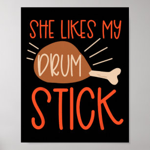 Thanksgiving Par Turkiet Breast hon gillar min dok Poster