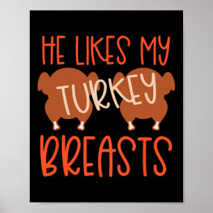 Thanksgiving Par Turkiet Breast hon gillar min dok Poster